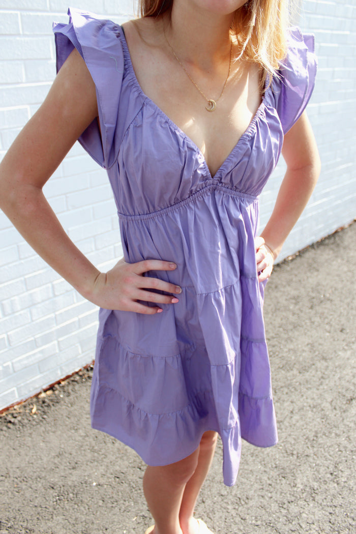 Lilac Tiered Mini Dress