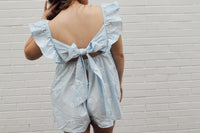 Flower Embroidery Ruffle Romper