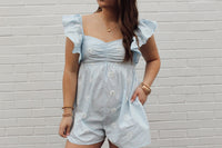 Flower Embroidery Ruffle Romper