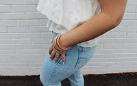 Gold - Bangle and Ribbed Stretch Bracelet