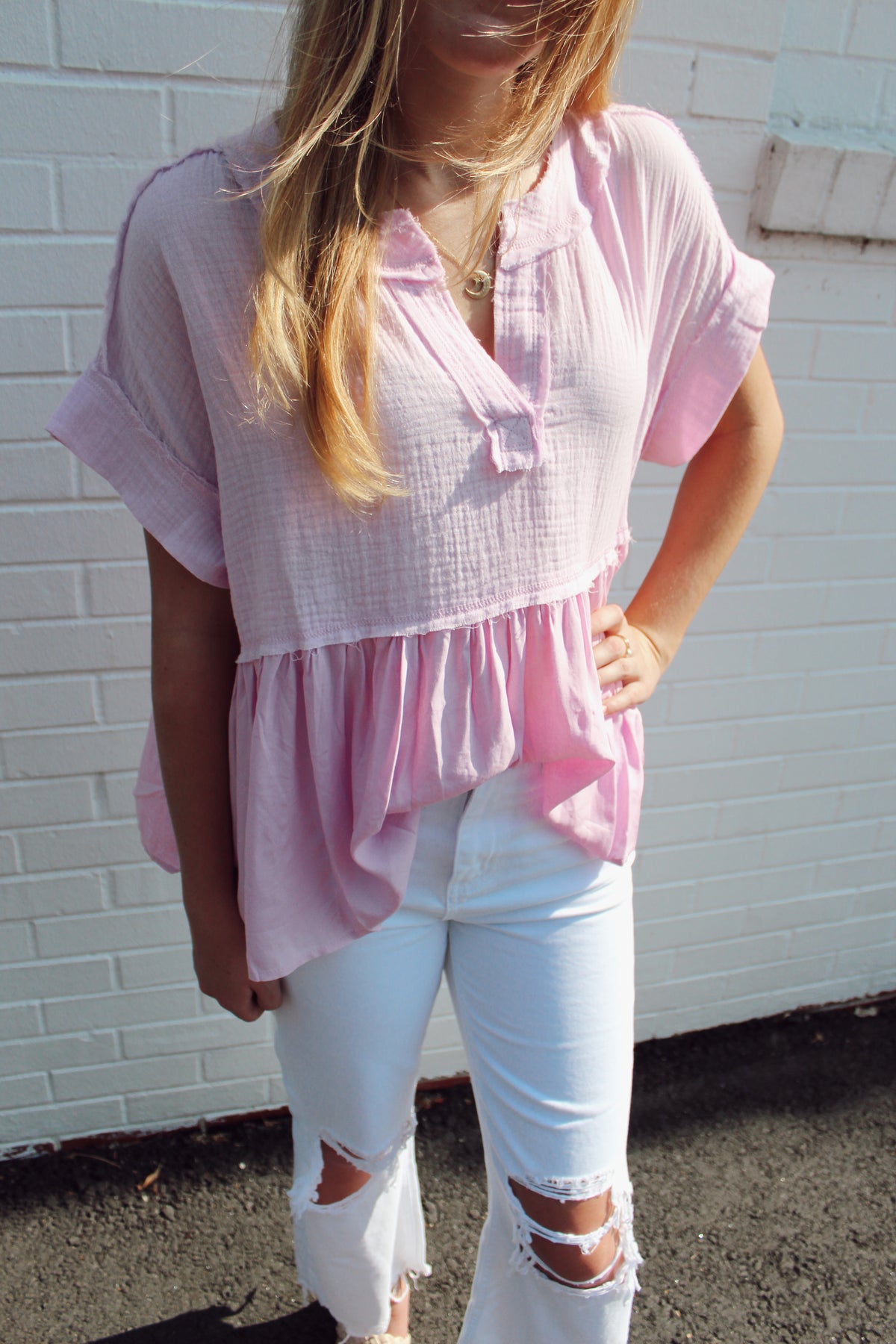 Blushing Ruffled Blouse