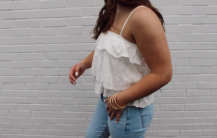 White Tiered Ruffle Eyelet Top